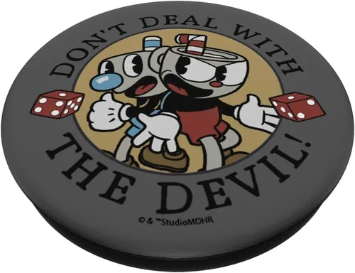 Vista 2 de Cuphead and Mugman Don't Deal With The Devil Dicey - PopSockets Grip and Stand for Phones and Tablets, Negro