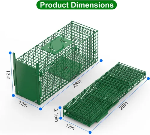 Vista 6 de 26in Single Door Humane Live Animal Trap Cage for Small Cats Rabbits