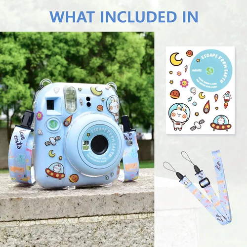 Vista 7 de Funda rígida transparente mejorada con adhesivo de bricolaje para cámara instantánea Fujifilm Instax Mini 12, funda transparente Instax Mini 12