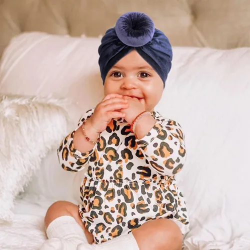 Vista 4 de DRESHOW BQUBO Baby Turban Hats Turban Bun Knot Baby Infant Beanie Baby Girl Soft Cute Toddler Cap
