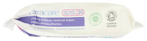 Vista 5 de Natracare Toallitas limpiadoras para eliminación de maquillaje, piel sensible, 20 por paquete