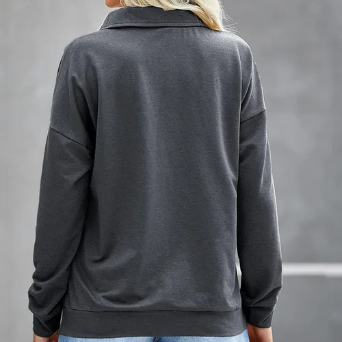 Vista 4 de GIANTHONG Sudadera de gran tamaño para mujer, media cremallera, casual, holgada, de manga larga, con estampado de moda, ropa Y2K