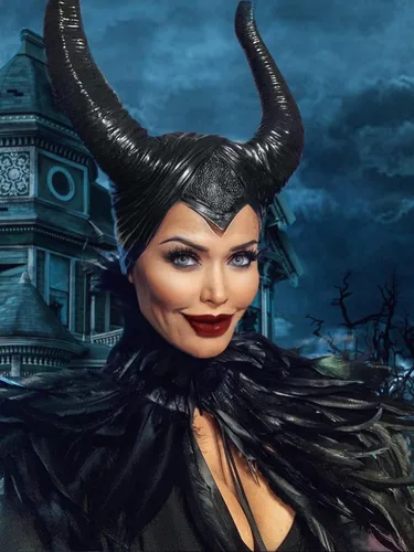 Vista 3 de UQJE Disfraz de bruja gótica negra, disfraz de cuervo, chal de plumas de Halloween, capa de malla con cuernos