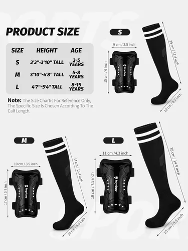 Vista 2 de Hryrbay Kids Soccer Shin Guards and Socks Toddler Soccer Shin Pads Protective Defender Gear for Boys Girls Ages 3-15 Great for Training, Matches