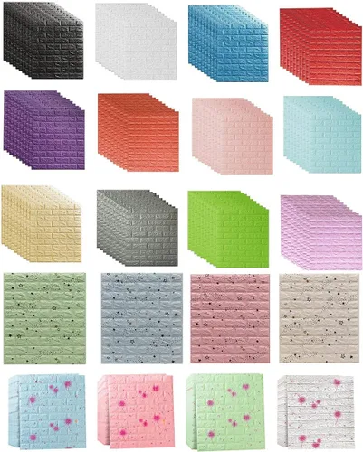 Vista 2 de Queenbox - Paquete de 2 paneles de pared autoadhesivos de espuma de ladrillo de 27.6 x 30 pulgadas, papel tapiz adhesivo de pared para el hogar