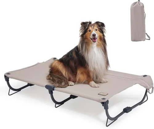 Vista 18 de CANINE CANYON Catre antideslizante mejorado, cama elevada grande para perros, catre plegable portátil para exteriores, para campamento/hogar, a