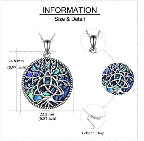 Vista 4 de VENACOLY Tree of Life Necklace MoonDNA Necklace Sterling Silver Family Tree Pendant Celtic Jewelry for Women Men