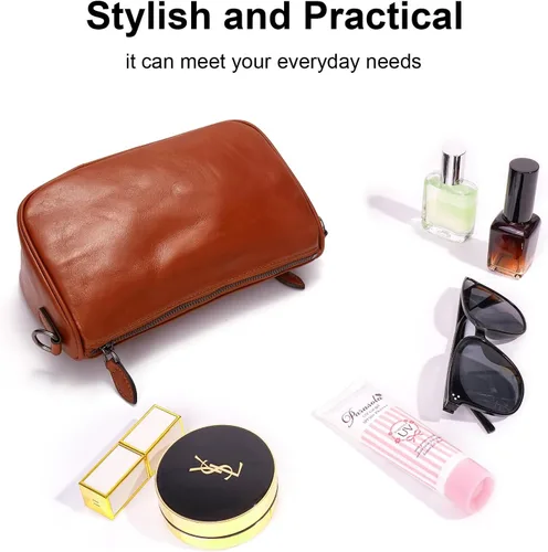 Vista 5 de Bolsos cruzados de cuero para mujer Monederos cruzados de cuero genuino para mujer de moda - Bolsos colgantes de hombro pequeños y correa ancha