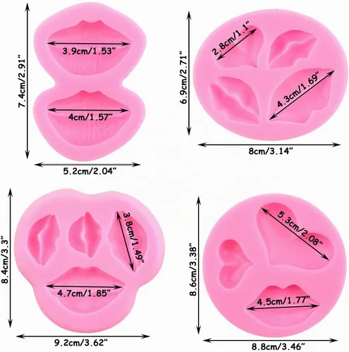 Vista 2 de Juego de 4 moldes de silicona para el día de San Valentín