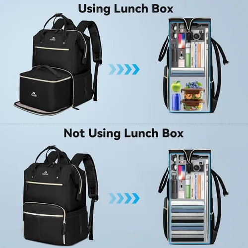 Vista 3 de MATEIN - Mochila de almuerzo de 15.6 pulgadas, bolsa negra para laptop con Negro