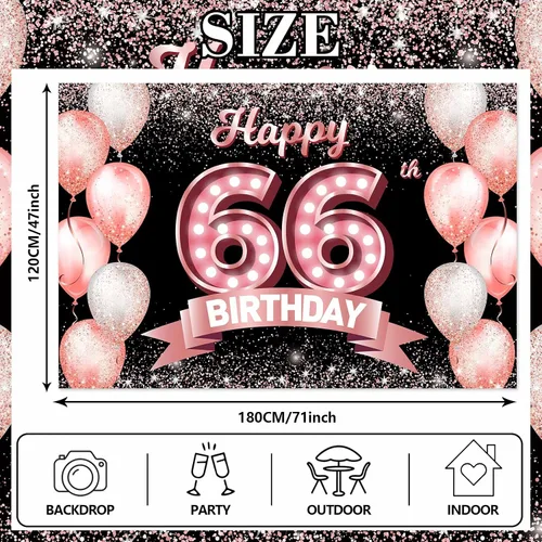 Vista 185 de Cartel de feliz cumpleaños décimo oro rosa, telón de fondo, saludos a 10 años, globos de confeti, decoración temática para niñas de 10 años