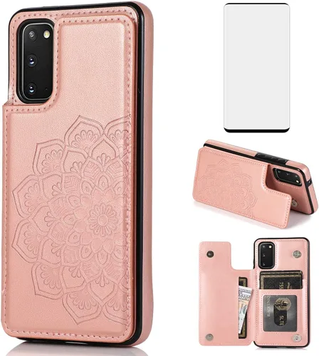 Vista 11 de Asuwish Funda compatible con Samsung Galaxy S20 Plus Glaxay S20+ 5G y protector de pantalla de vidrio templado con ranura para tarjetero, soporte