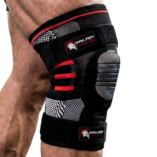 Vista 7 de Dark Iron Fitness Par de rodilleras para compresión y apoyo para hombres y mujeres, mangas estabilizadoras acolchadas con resortes metálicos