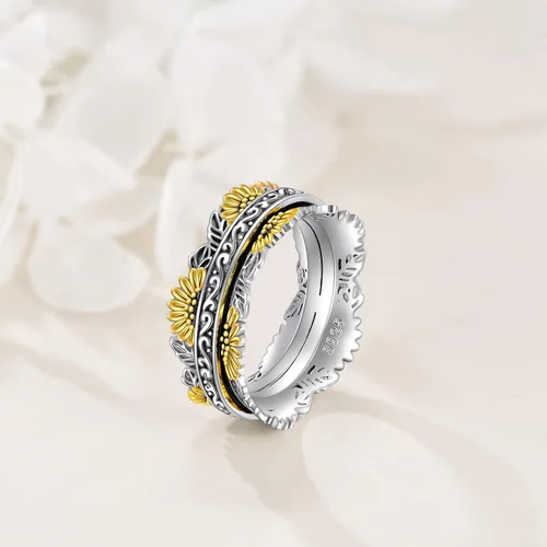 Vista 16 de POPLYKE Anillos giratorios giratorios de plata de ley para aliviar el estrés para mujeres