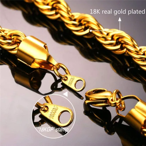 Vista 4 de U7 Figaro Bracelet, Stainless Steel Figaro Chain Bracelet, Rope Chain Bracelet Stainless Steel 18K Gold Plated Wrist Chain for Men Women