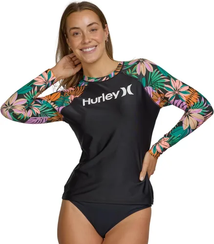 Vista 10 de Hurley Camiseta de natación de manga larga para mujer, protección solar UPF Negro