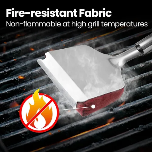 Vista 6 de Kit de limpieza de cepillo de parrilla de acero inoxidable fácil gourmet, raspador cambiable Durable Grill Brush and Griddle Scraper Combo with