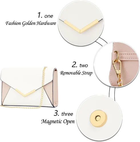 Vista 3 de KKXIU Elegante bolso de mano de piel sintética para mujer, bolso de mano plegable para fiesta, boda, baile de graduación