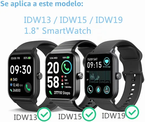 Vista 3 de Protector de pantalla para IDW13 / IDW15 / IDW19 Smart Watch 1.8" (PAQUETE DE 6) película de TPU transparente de cobertura completa compatible