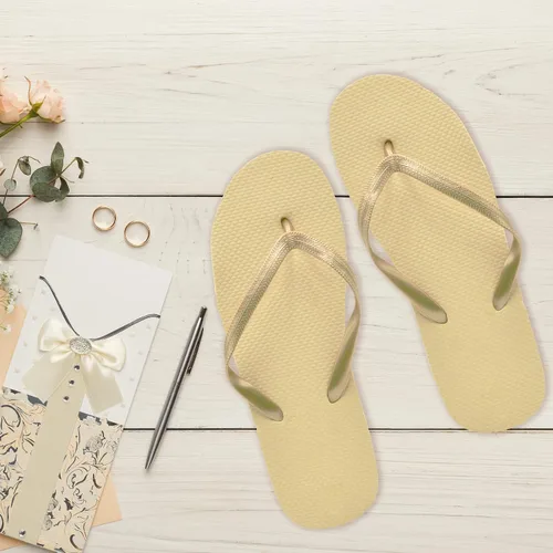 Vista 3 de 48 pares de chanclas Incluye letrero, recuerdo de recepción de boda a granel, fiesta en la piscina en la playa, suela suave al por mayor