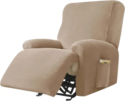 Vista 16 de LazyBoy - Funda para silla reclinable jacquard, fundas elásticas de terciopelo de color liso para sillas reclinables, 4 piezas, protector de muebles