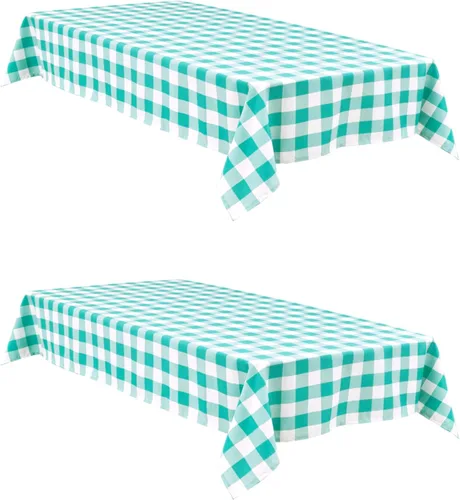 Vista 54 de Hiasan - Mantel cuadrado a cuadros, 30 x 30 pulgadas, tela impermeable y resistente a las arrugas para picnic, cena y fiesta, tela de poliéster