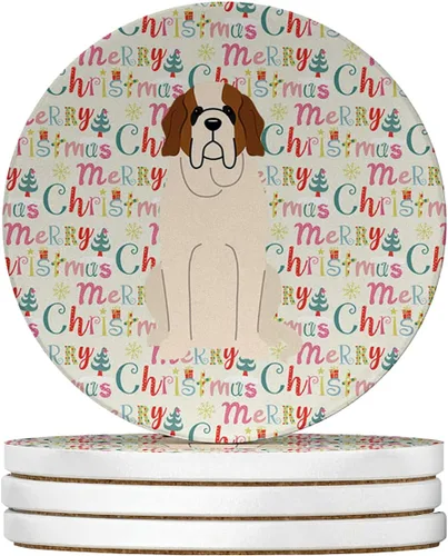 Vista 27 de Abyssinian Sand Terrier Merry Christmas - Posavasos grandes de piedra arenisca (4 unidades)