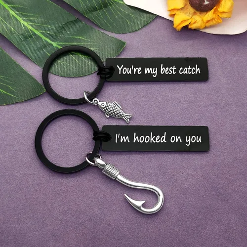 Vista 6 de Vadaka Joyería para el día de San Valentín, joyería para parejas, regalo para amantes de la pesca, regalos para parejas, para él, ella, llavero