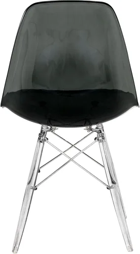 Vista 5 de LeisureMod Cresco - Silla de comedor moldeada moderna con base Eiffel cromada y patas de soporte acrílicas en forma de X, silla auxiliar ergonómica