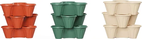 Vista 7 de Pure Garden - Juego de 3 macetas apilables de 3 niveles que ahorran espacio, macetas verticales para hierbas y verduras para interiores y exteriores
