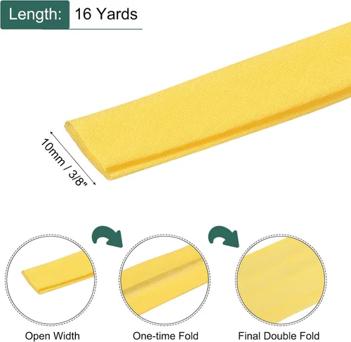 Vista 325 de MECCANIXITY Cinta al bies de doble pliegue de 1/2 pulgada de poliéster continuo a granel para costura, costura, dobladillo, encuadernación y Beige