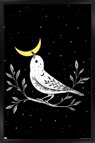 Vista 8 de Trends International Dibujo episódico - Póster de pared de pájaro lunar Versión enmarcada Barnwood