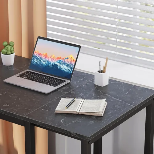 Vista 8 de SINPAID - Escritorio para computadora de 40 pulgadas con estantes de 2 niveles, escritorio resistente para la oficina de casa con gran espacio