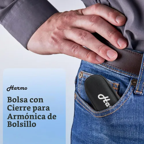 Vista 6 de Harmo nica Case Chromatic Harmonica - Funda negra con cremallera (10 agujeros diatónicos)