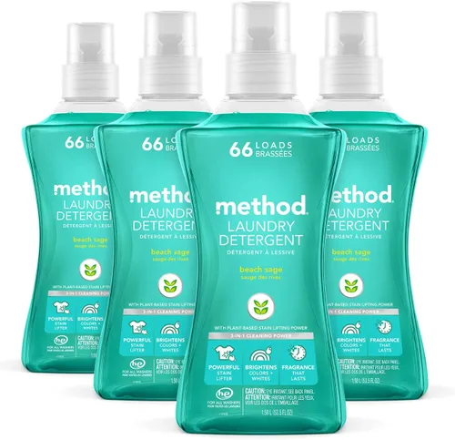 Vista 9 de Method Detergente líquido para lavandería; aroma a salvia de playa, removedor de manchas; 66 cargas por botella de 53.5 onzas; (paquete de 1)