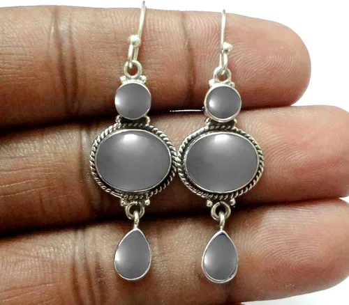 Vista 15 de Pendientes colgantes de plata esterlina fina para mujeres y niñas, aretes colgantes de piedras preciosas auténticas, aretes colgantes de gota