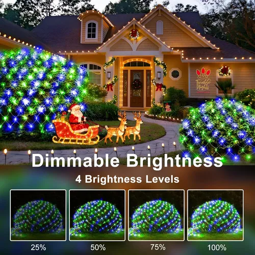 Vista 8 de KNONEW Paquete de 2 Luces de Red de Navidad de 420 LEDs de 13 pies x 6.6 pies, Luz de Malla para Exteriores Conectable Impermeable con 8 Modos