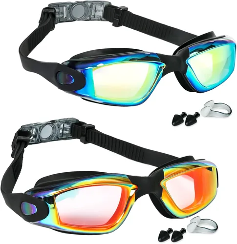 Vista 10 de EWPJDK Gafas de natación – Paquete de 2 gafas de natación antivaho sin fugas para adultos, mujeres y hombres
