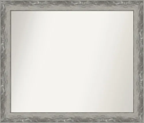 Vista 523 de Amanti Art Espejo de baño plateado para sobre el fregadero, 24 x 24 pulgadas, espejo cuadrado de peltre forjado a medida, marco de madera casual