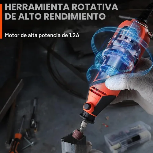 Vista 2 de ValueMax Kit de herramientas rotativas eléctricas, herramienta giratoria con cable de velocidad variable de 1.2 amperios con 120 accesorios