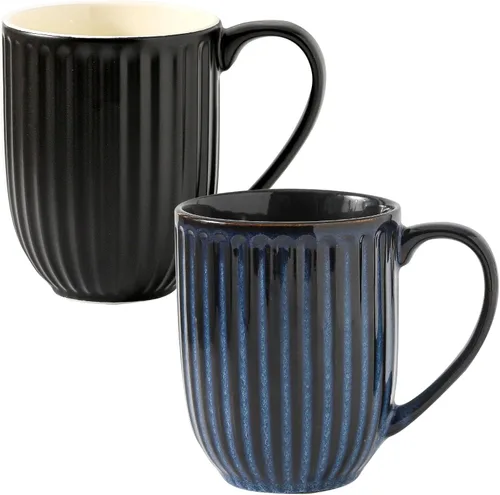 Vista 10 de Taza de café de cerámica HASENSE, taza grande de café de 20 oz con asa, taza de porcelana para café, té y cacao con diseño acanalado moderno, apta