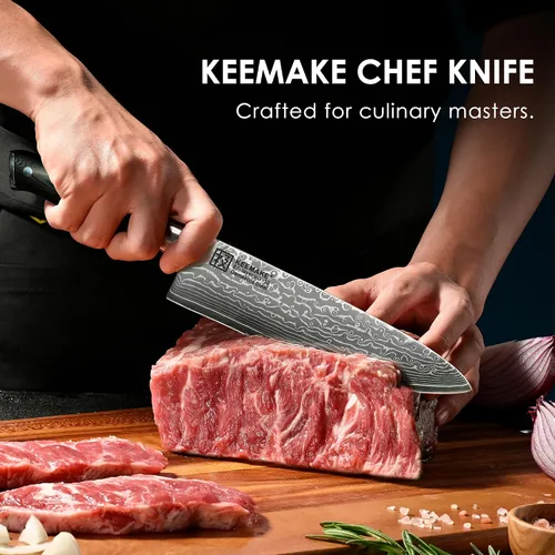 Vista 6 de Cuchillo de chef de Damasco, cuchillo de cocina de 8 pulgadas, cuchillo de damasco de 67 capas, cuchillos de cocina profesionales con núcleo japonés
