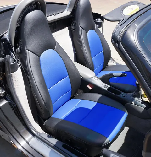Vista 13 de Iggee - Fundas para asientos delanteros de piel sintética, ajuste perfecto, color negro, diseñadas para Porsche Boxster 1997-2004