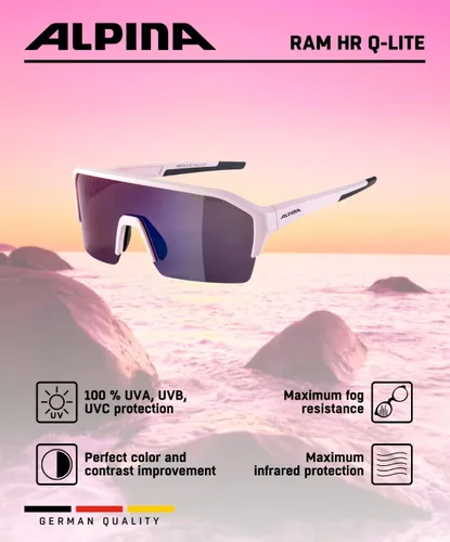 Vista 5 de ALPINA Gafas de ciclismo que mejoran el contraste y a prueba de roturas para hombres y mujeres, 100% protección UV, RAM HR Q-LITE, rosa claro mate
