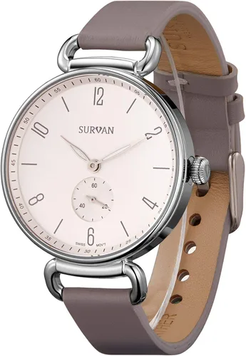 Vista 2 de SURVAN WatchDesigner Swiss-Quartz Fashion Wrist Watch for WomenMen Sapphire Mirror 18k Yellow Gold Ion-Plated Stainless Steel Case