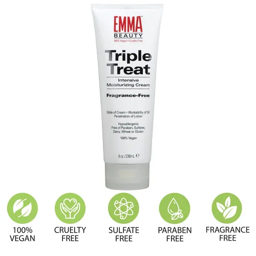 Vista 3 de EMMA Beauty Triple Treat - Crema hidratante intensiva para manos y cuerpo, sin fragancia, hidratante hipoalergénico para piel seca y sensible, 100%