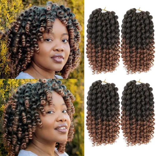 Vista 12 de Cabello Jamaicano de ganchillo para mujeres negras, 4 paquetes de 72 raíces, color negro natural, rizos de ganchillo corto preanudado