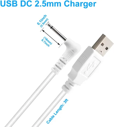 Vista 3 de SCOVEE Cable de carga DC,Cable de carga USB,Reemplazo del cable de cargador USB DC de 0.098 in,Cable de carga rápida 5v