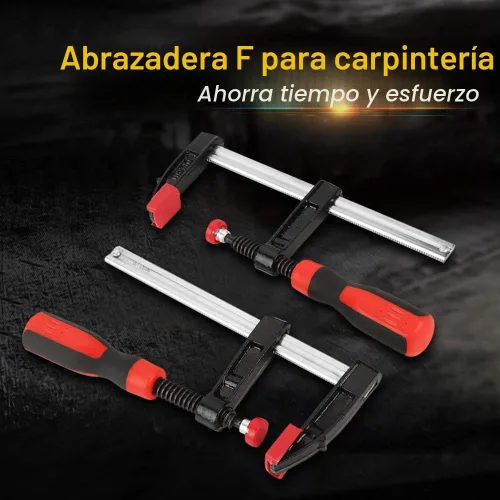 Vista 2 de Abrazaderas F resistentes – Juego de clips de barra de carpintería, kit de herramientas ajustables de bricolaje de 4 piezas, para deslizamiento