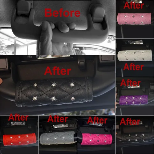 Vista 2 de Paquete de 4 fundas brillantes para manija de puerta de seguridad para automóviles, con cristales brillantes, almohadillas protectoras para manija